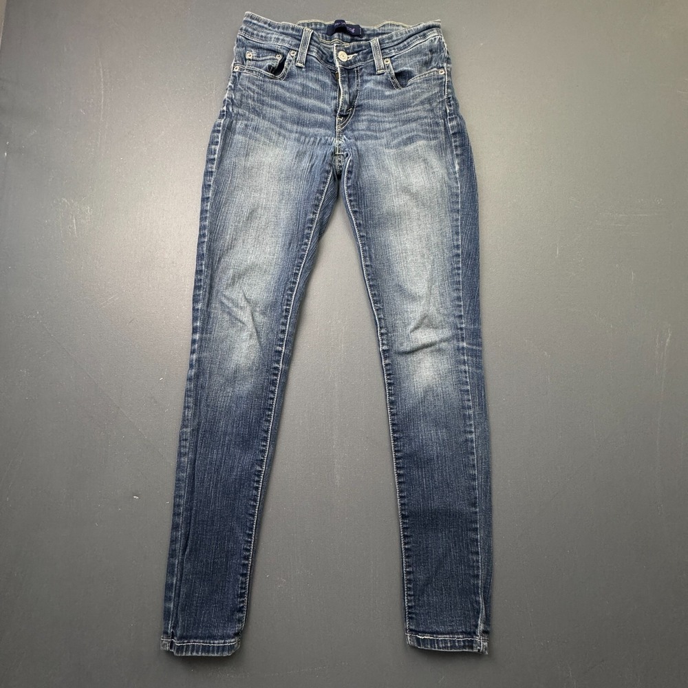 Levi's Women's Small 3 Blue 535 Legging Jeans Distressed Stretch Faded 80s Y2K